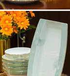 60 Pieces Bone China Dinnerware Set with Colorful Glaze Elegant Bowls and Plates for Home Ceramic Bowls and Plates Set - Grand Goldman