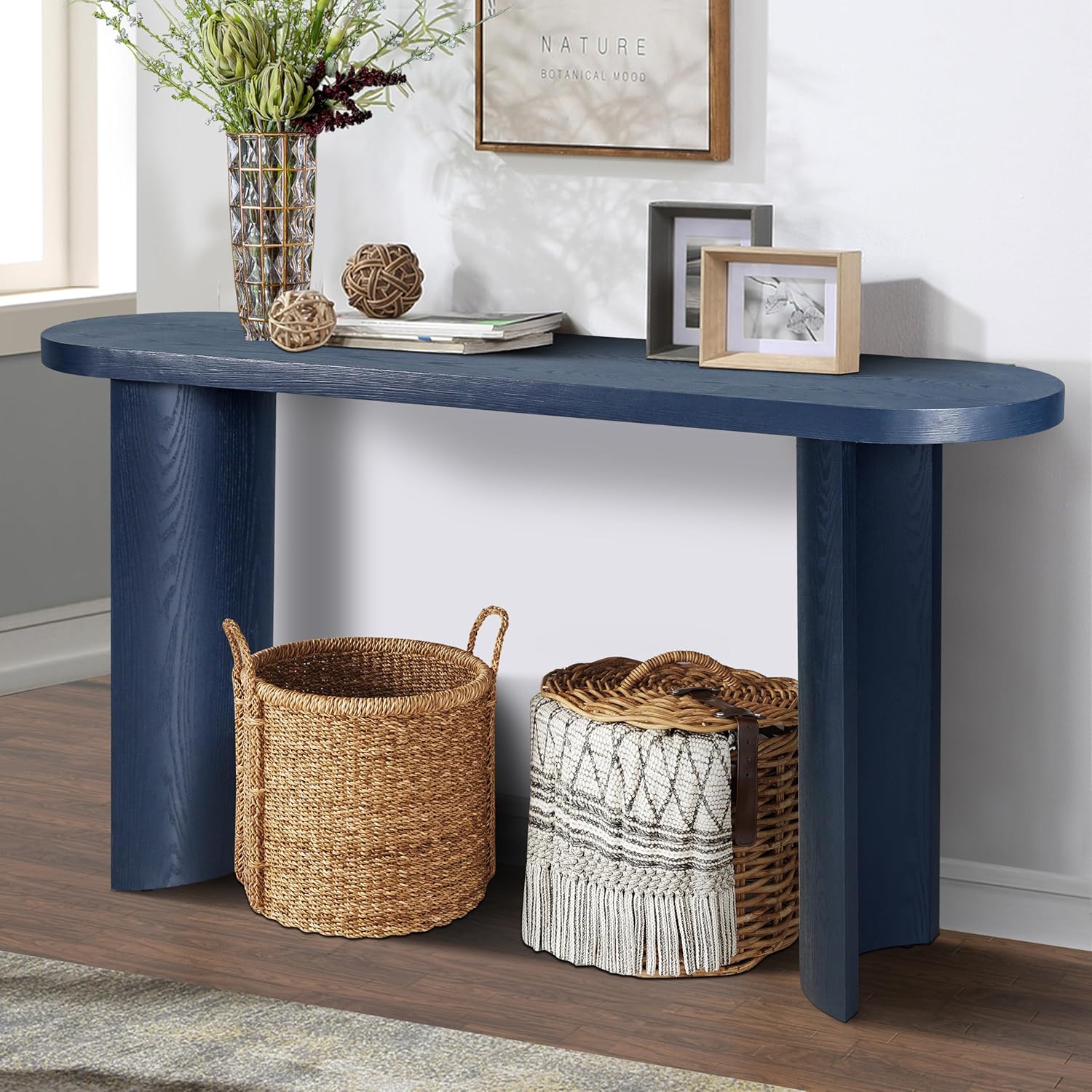 60'' Thick Top Entryway Table, Curved Legs, Support The Installation of Inward-Facing Or Outward-Facing for Sofas, Entryway, Behind The Couch, Living Room, Foyer, Black - Grand Goldman