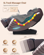 RELX 2025 Massage Chair Full Body, Zero Gravity SL-Track Shiatsu Massage Chair Built-in Heat System, Airbag Massage, with Body Scan, Deep Yoga Stretch, Calfrest Extension and AI Control(Brown)