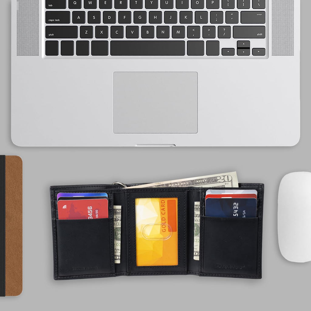 Portefeuille chaîne en cuir pour homme Dickies - Trifold haute sécurité avec fenêtre d'identification et poches pour cartes de crédit