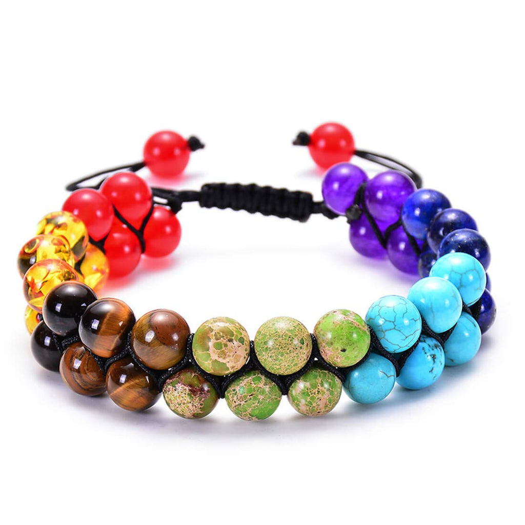 GelConnie Lava Rock Chakra Bracelet 7 Chakra 8mm Natural Stone Healing Bracelet Stress Relief Yoga Beads Anxiety Bracelet Aromatherapy Essential Oil Diffuser Bracelet Bangle
