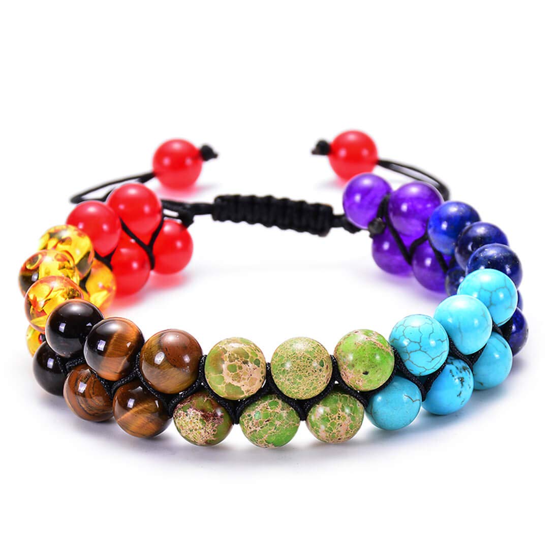 GelConnie Lava Rock Chakra Bracelet 7 Chakra 8mm Natural Stone Healing Bracelet Stress Relief Yoga Beads Anxiety Bracelet Aromatherapy Essential Oil Diffuser Bracelet Bangle