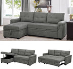 Naomi Home Transform Any Space: Sleeper Sectional Sofa with Convertible Sofa Bed & Inviting Chaise. Find Tranquil Comfort with Stress-Relieving Design & Durable Cushions - Black/Air Leather