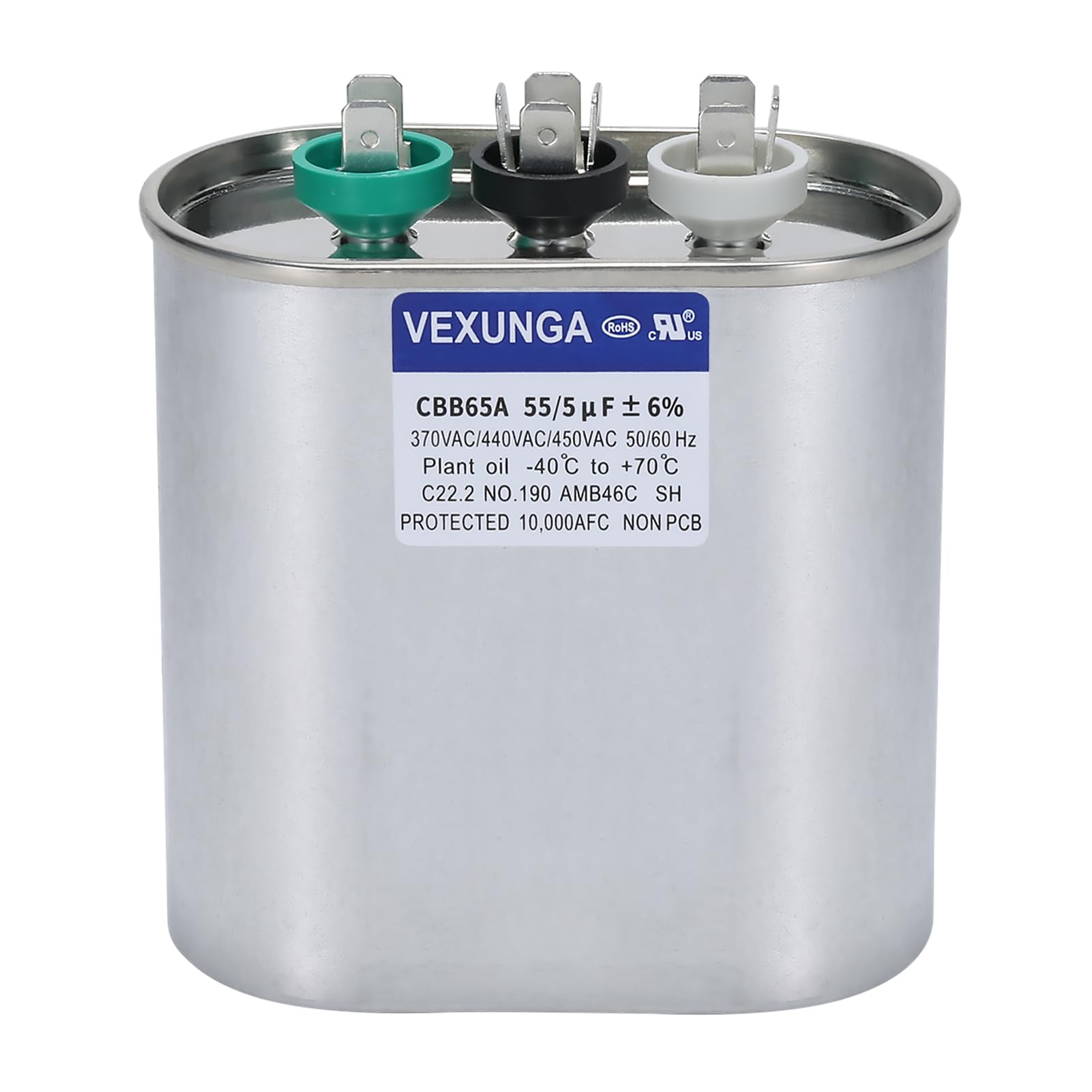 45/5 uF 45+5 MFD 370V or 440V Dual Run Start Round A/C Capacitor 45 5 uF 370 440 Volt VAC CBB65B Air Conditioner Capacitors for AC Unit Fan Motor Start or Heat Pump or Condenser Straight Cool