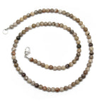 Handmade 4mm Petoskey Coral Bead Necklace Strand, Small Brown Stone Beaded Necklace