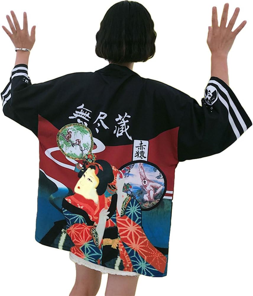 ZooBoo Japanese Kimono Dress Cardigan - Loose Jacket Clothing Robe Costume Bathrobe Sleepwear for Women Girls - Geisha
