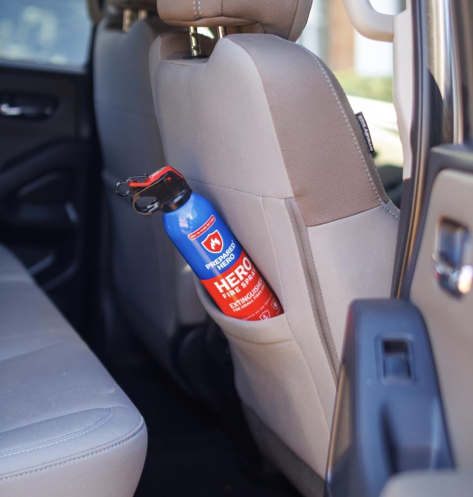 Prepared Hero Fire Spray - Mini Fire Extinguishers for House, Car, Garage - Kitchen Small Fire Extinguisher for Home, 100% Organic - Compact, Portable & Easy to Use, Non-Toxic - 4 Pack