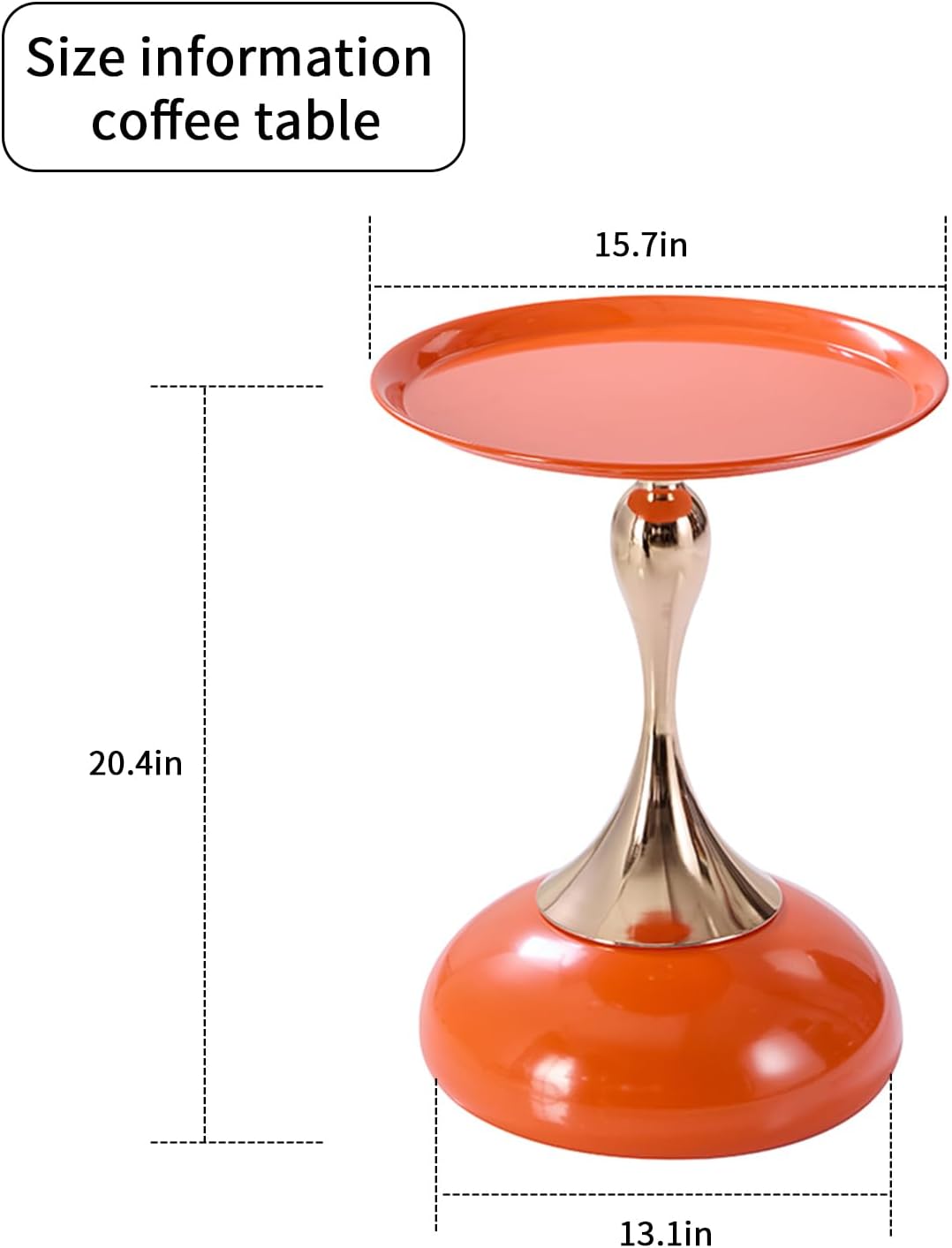 Stylish Hourglass Side Table - Contemporary Design for Living Rooms, Cafes, Dining Areas, Bedrooms, and Outdoor Spaces - Perfect Accent Piece for Any Decor (1, Hermes Orange)