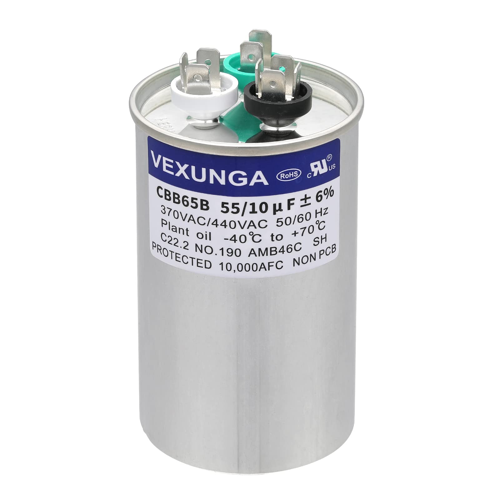 45/5 uF 45+5 MFD 370V or 440V Dual Run Start Round A/C Capacitor 45 5 uF 370 440 Volt VAC CBB65B Air Conditioner Capacitors for AC Unit Fan Motor Start or Heat Pump or Condenser Straight Cool