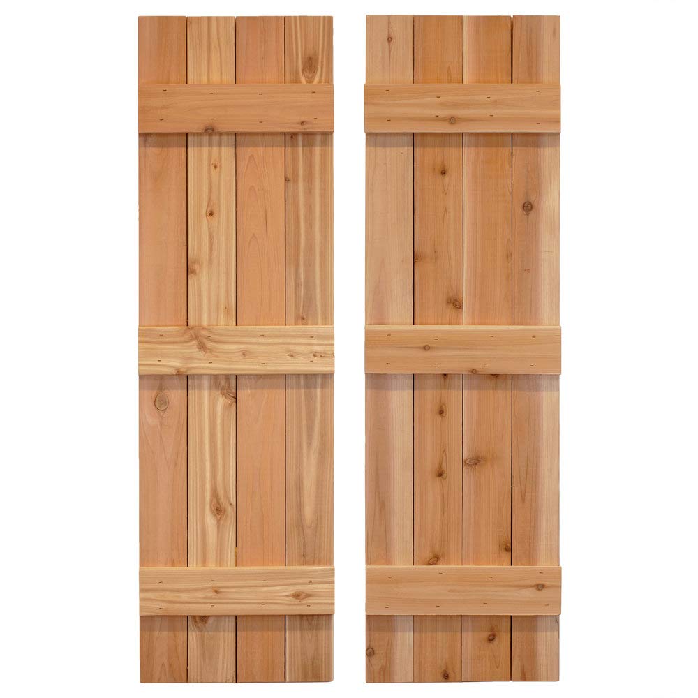 Dogberry 14 in. x 48 in. Dirty Blonde Traditional Board & Batten Exterior Shutters Pair