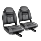 Goplus Low/High Back Boat Seats, Folding Boat Seat with Stainless Steel Screws & Aluminum Hinges, Thickened Sponge Padding, Waterproof Fishing Captain Boat Seats (2 Packs-Camo & Gray)