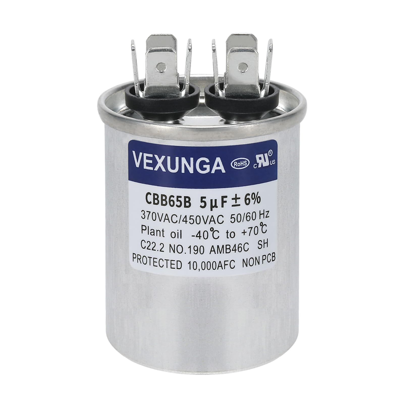 45/5 uF 45+5 MFD 370V or 440V Dual Run Start Round A/C Capacitor 45 5 uF 370 440 Volt VAC CBB65B Air Conditioner Capacitors for AC Unit Fan Motor Start or Heat Pump or Condenser Straight Cool