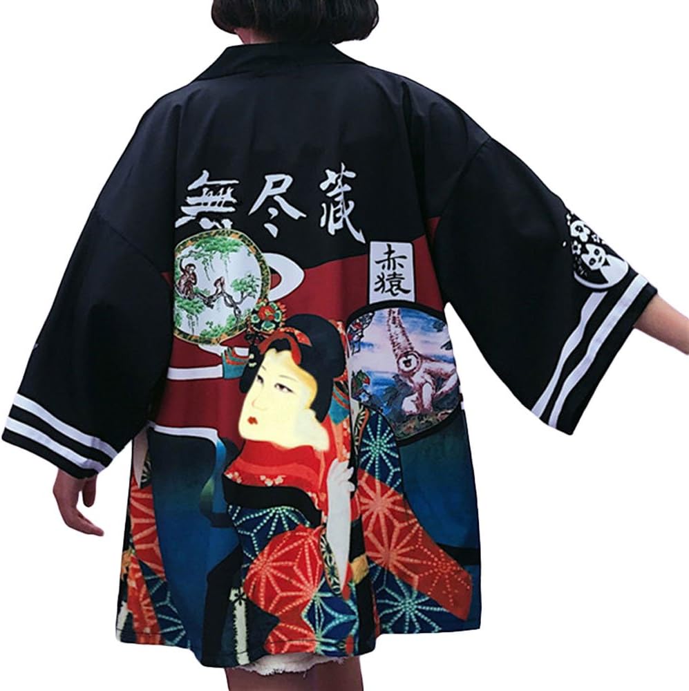 ZooBoo Japanese Kimono Dress Cardigan - Loose Jacket Clothing Robe Costume Bathrobe Sleepwear for Women Girls - Geisha