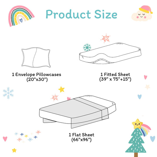 JSD Pink Unicorn Kids Sheet Set Twin Size, 3 Piece Girls Rainbow Printed Microfiber Bed Sheets Deep Pocket