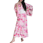 Kimono Costume Adult Japanese Geisha Floral Patten Gown Blossom Bathrobe Sleepwear With Obi Belt