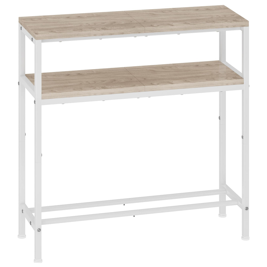 Entryway Table 31.5" Width, 2-Tier Console Table with Adjustable Shelves, Industrial Sofa Table with Storage, Foyer Tables for Entryway, Hallway, Kitchen, Living Room and Bedroom, Light Coffee