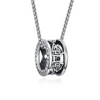 Viking Ring Necklace for Men 925 Sterling Silver Compass/Triquetra/Triskelion/Talisman/Rune/Valknut/Dragon/Odin Pendant Necklace Amulet Jewelry Gifts for Father Son Boyfriend Brother