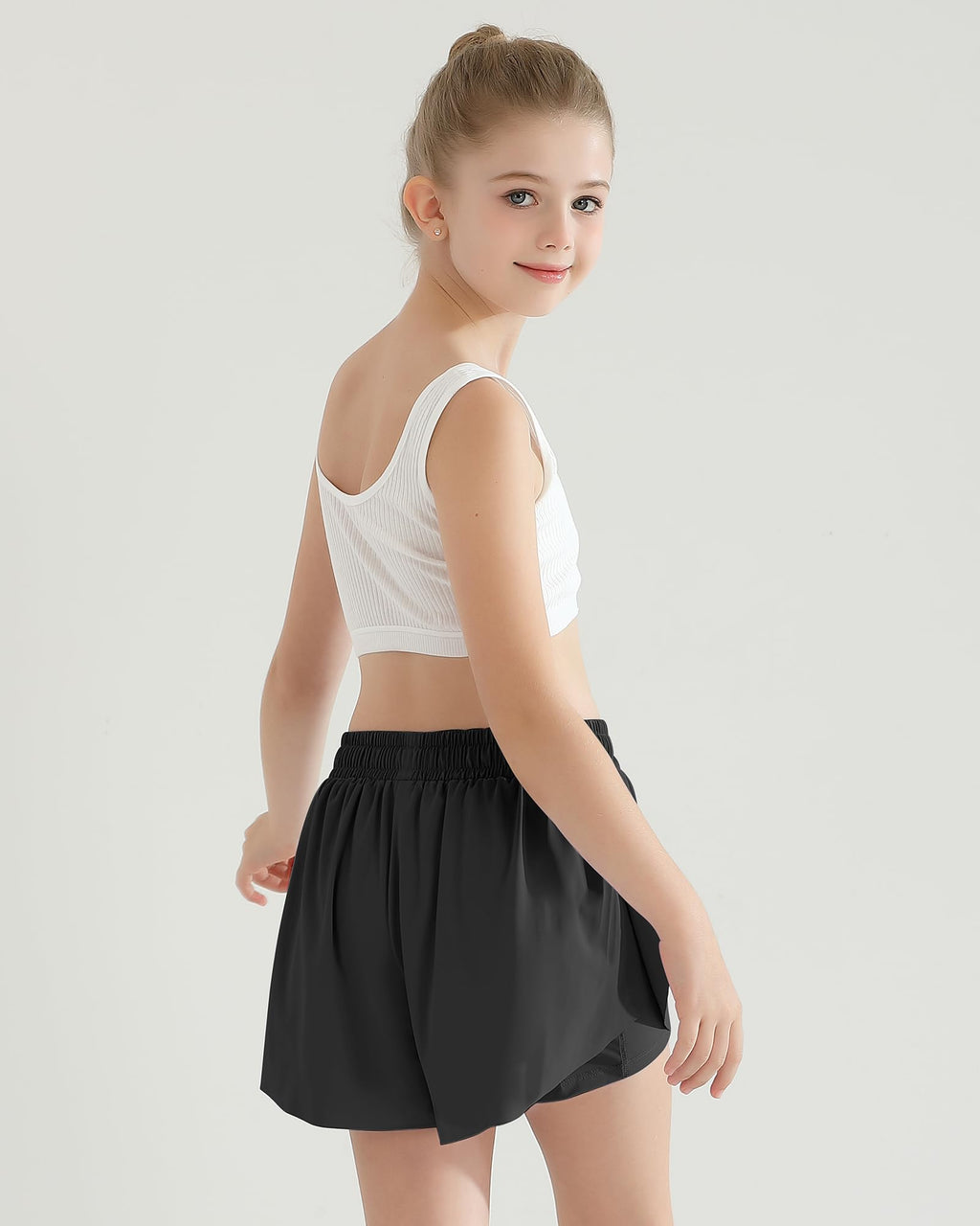 Girls Flowy Shorts Girls Black Shorts Quick Dry Girl Running Short 2 in 1 Kids Skirts Drawstring Butterfly Short Girl 10-12