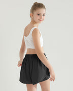 Girls Flowy Shorts Girls Black Shorts Quick Dry Girl Running Short 2 in 1 Kids Skirts Drawstring Butterfly Short Girl 10-12