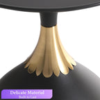 seonyou Small Round Side Table, Black Accent Modern Minimalist Metal Circle Pedestal End Table, Unique Fluted Drink Martini Tables for Small Spaces