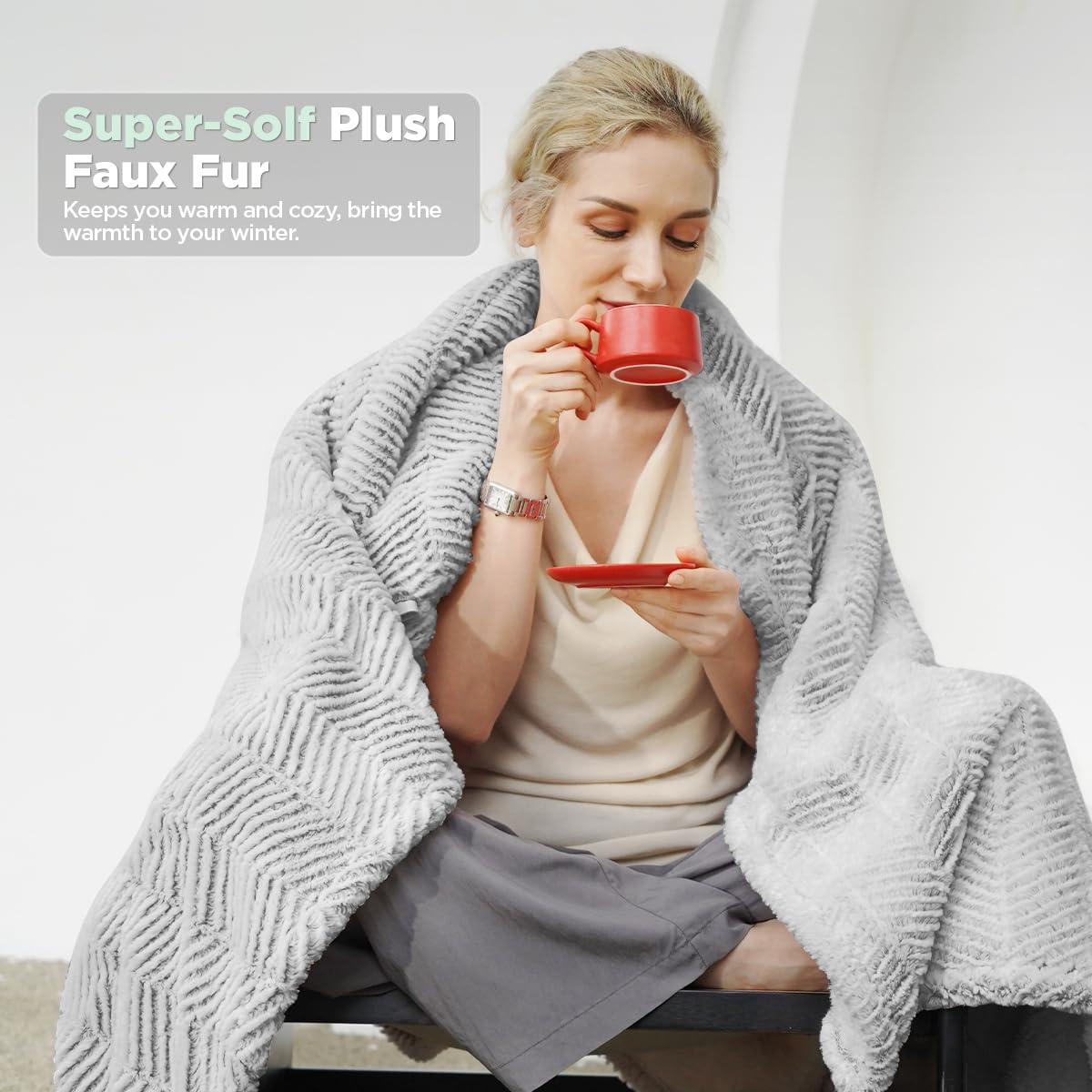 Opvarmet tæppe 50" x 60" - Opvarmet tæppe med 5 varmeniveauer og 3 timers automatisk slukning, maskinvaskbar, ETL &amp; FCC-certificering, overvarmebeskyttelse (Racoon) 