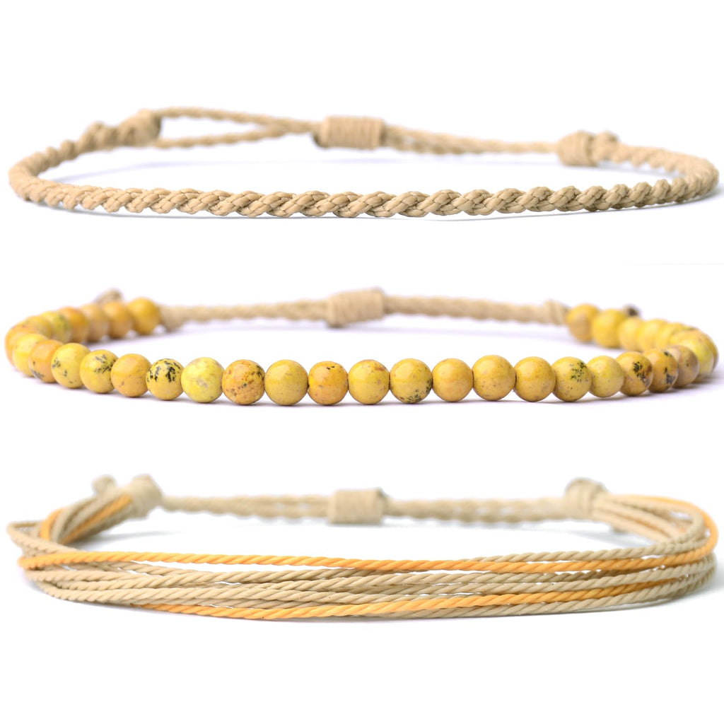 Handmade Natural Stone Beaded Healing Bracelet Gift for Men Adjustable Rope String Bracelet (Lava Rock, Adjustable)