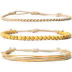 Handmade Natural Stone Beaded Healing Bracelet Gift for Men Adjustable Rope String Bracelet (Lava Rock, Adjustable)