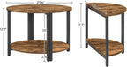 End Tables Set of 2, 23.6" Half Round Coffee Tables, Half Moon Table, 2-Tier Nightstands with Open Shelves, Entryway Table for Living Room, Bedroom, Rustic Brown KF02BR