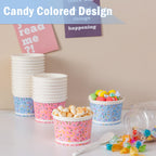 Kubeczki do lodów Lamosi - 100 sztuk - 9 oz jednorazowe papierowe miseczki do lodów sundae, akcesoria imprezowe, pojemniki na jedzenie na deser, przekąskę, mrożony jogurt, zupę