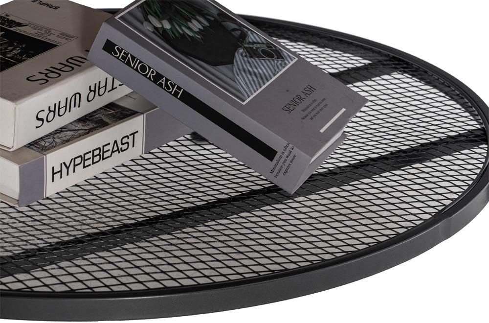 VINGLI Round Coffee Tables Living Room, 31.5" Round Coffee Table with Storage Round Wooden Coffee Table Round Farmhouse Coffee Table, Industrial Coffee Table Rustic Round Coffee Table with Metal Shelf