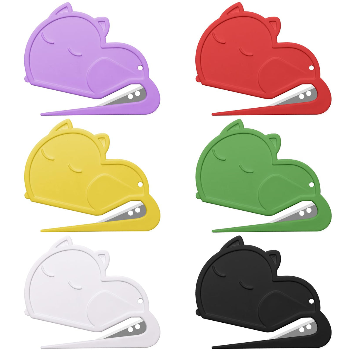 6-pak brevåbner kuvertåbner i katteform, Luxiv kuvertåbner til kvinder, mænds poståbningsværktøj mini sikkert brevpakkeåbningsværktøj til kontor, hjem (6)