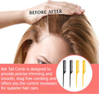 LUXXII (4 Pack) 9.25" Sturdy Rat Tail Comb Fine-tooth Hair Combs with Thin and Long Handle (Black and Brown)