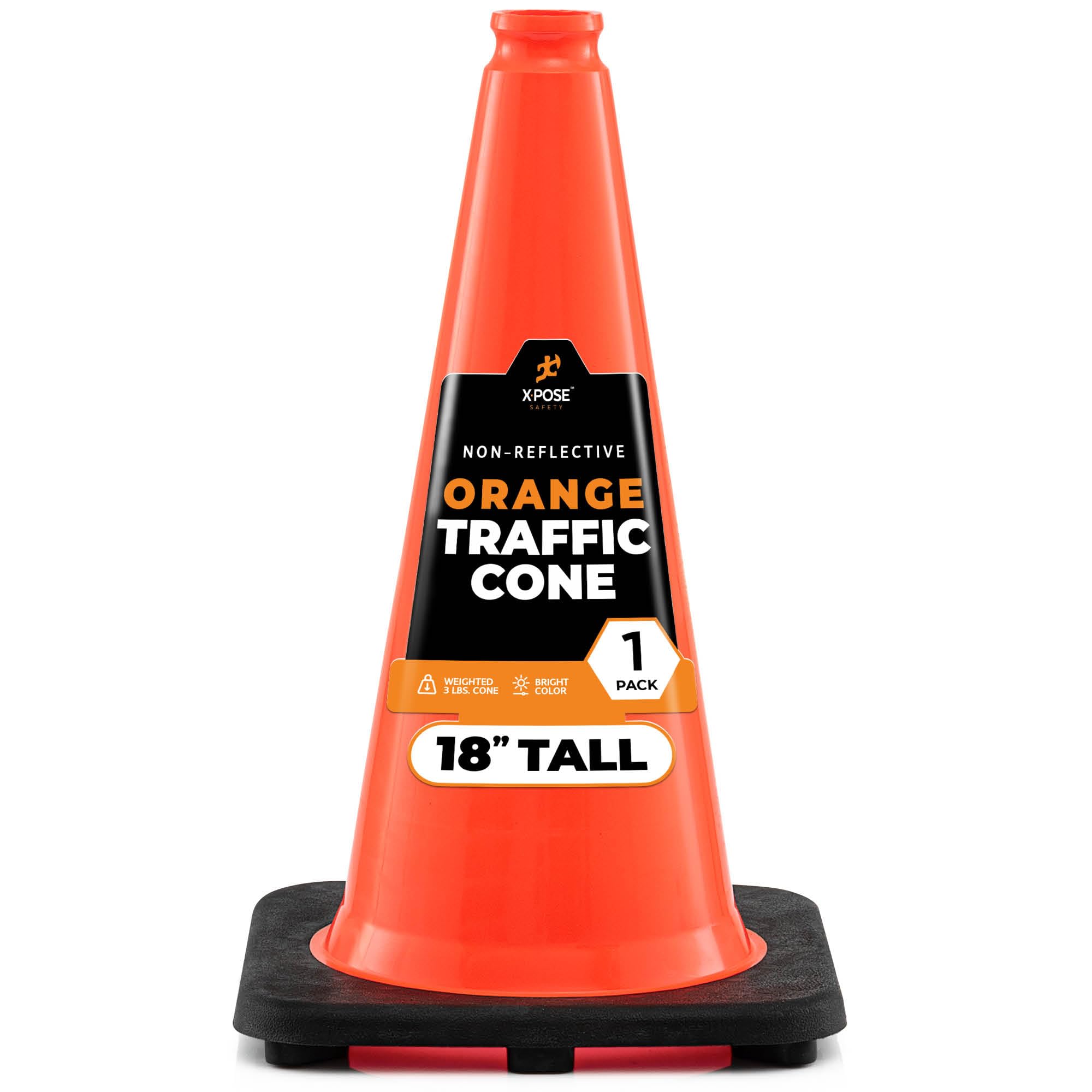 Xpose Safety 28 Inch Orange Traffic Cones Heavy Duty 10lb, 24-Pack - Multipurpose PVC Plastic Safety Cone for Parking, Soccer, Caution, Kids and Construction - DOT Approved