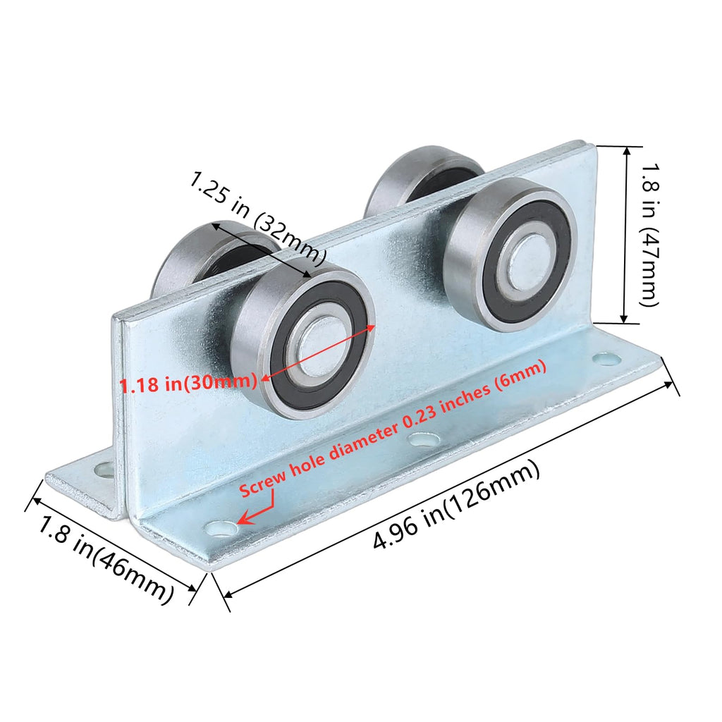 BiJun 4 Wheel Trolley Assembly Roller Strut Channel Trolley Heavy Duty Barn or Shed Sliding Doors for Use with 1-5/8" Wide and All1-5/8 Taller Strut Channel (2PC)