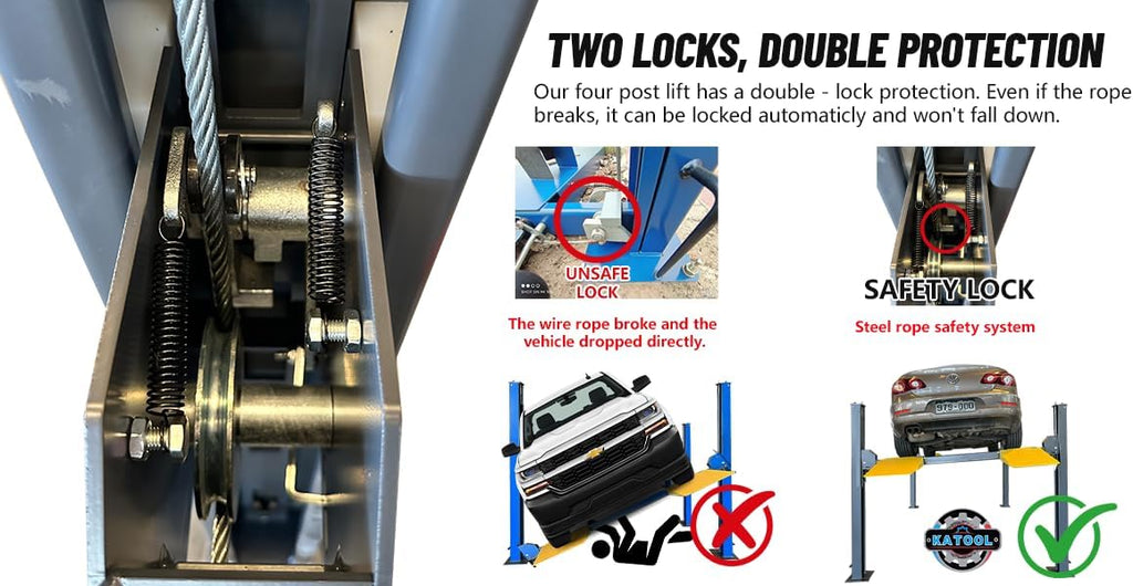 KATOOL 3.0HP 11000Lbs 4 Post Lift 4 Post Parking Service Storage Lift Lifting Height 84 Inch Extra Tall Extra Long Extra Wide 110v Four Post Parking Lift 4-Post Auto Lift Garage Lift Storage