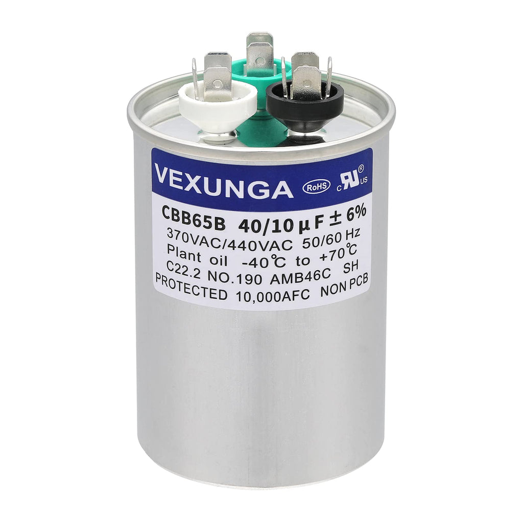 45/5 uF 45+5 MFD 370V or 440V Dual Run Start Round A/C Capacitor 45 5 uF 370 440 Volt VAC CBB65B Air Conditioner Capacitors for AC Unit Fan Motor Start or Heat Pump or Condenser Straight Cool