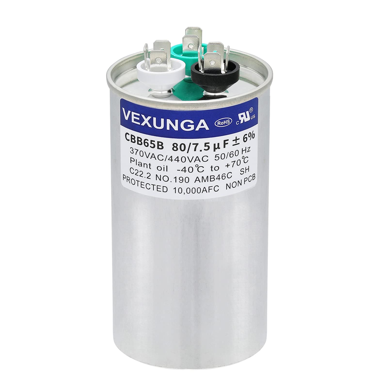 45/5 uF 45+5 MFD 370V or 440V Dual Run Start Round A/C Capacitor 45 5 uF 370 440 Volt VAC CBB65B Air Conditioner Capacitors for AC Unit Fan Motor Start or Heat Pump or Condenser Straight Cool