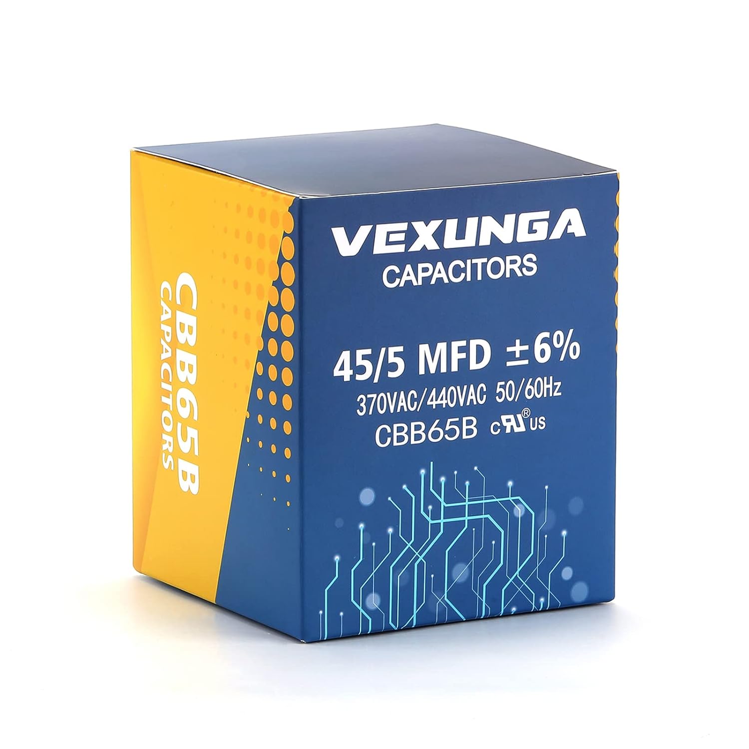 45/5 uF 45+5 MFD 370V or 440V Dual Run Start Round A/C Capacitor 45 5 uF 370 440 Volt VAC CBB65B Air Conditioner Capacitors for AC Unit Fan Motor Start or Heat Pump or Condenser Straight Cool