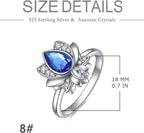 AOBOCO Lotus Urn Ring Jewelry for Ashes for Women Sterling Silver with Sapphire Blue Crystal