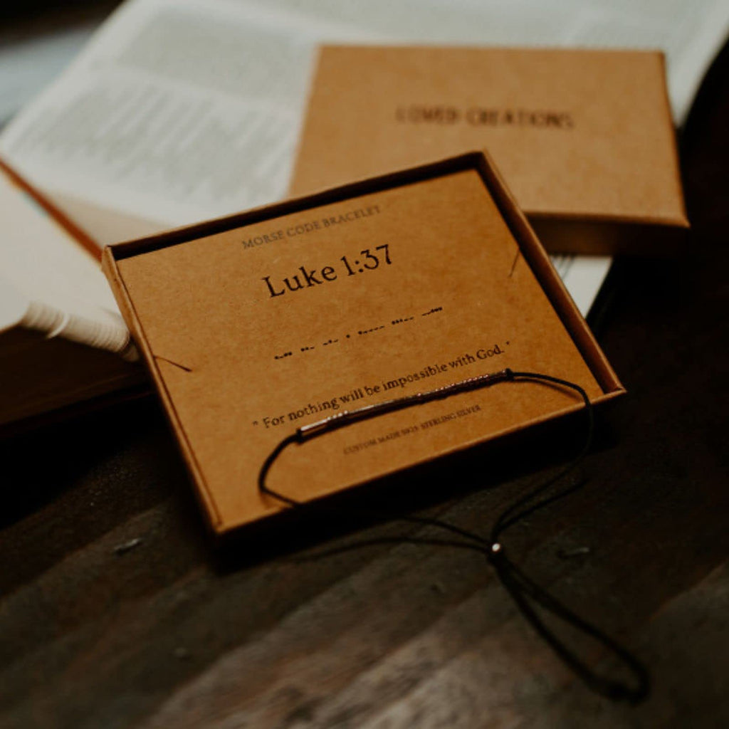 Morse Code Bracelets for Women, Luke 1:37 Christian Bible Verse Bracelets, Scripture S925 Sterling Silver Inspirational Faith Jewelry, Religious Gifts for Women