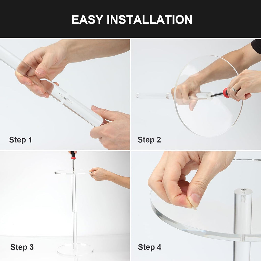 Acrylic Drink End Table, Clear Drink Table for Small Spaces with Anti-Slip Pads, 9.8" Round Modern Side Coffee Table for Living Room/Bedroom/Bathroom/Office/Outdoor/Business, Easy to Install