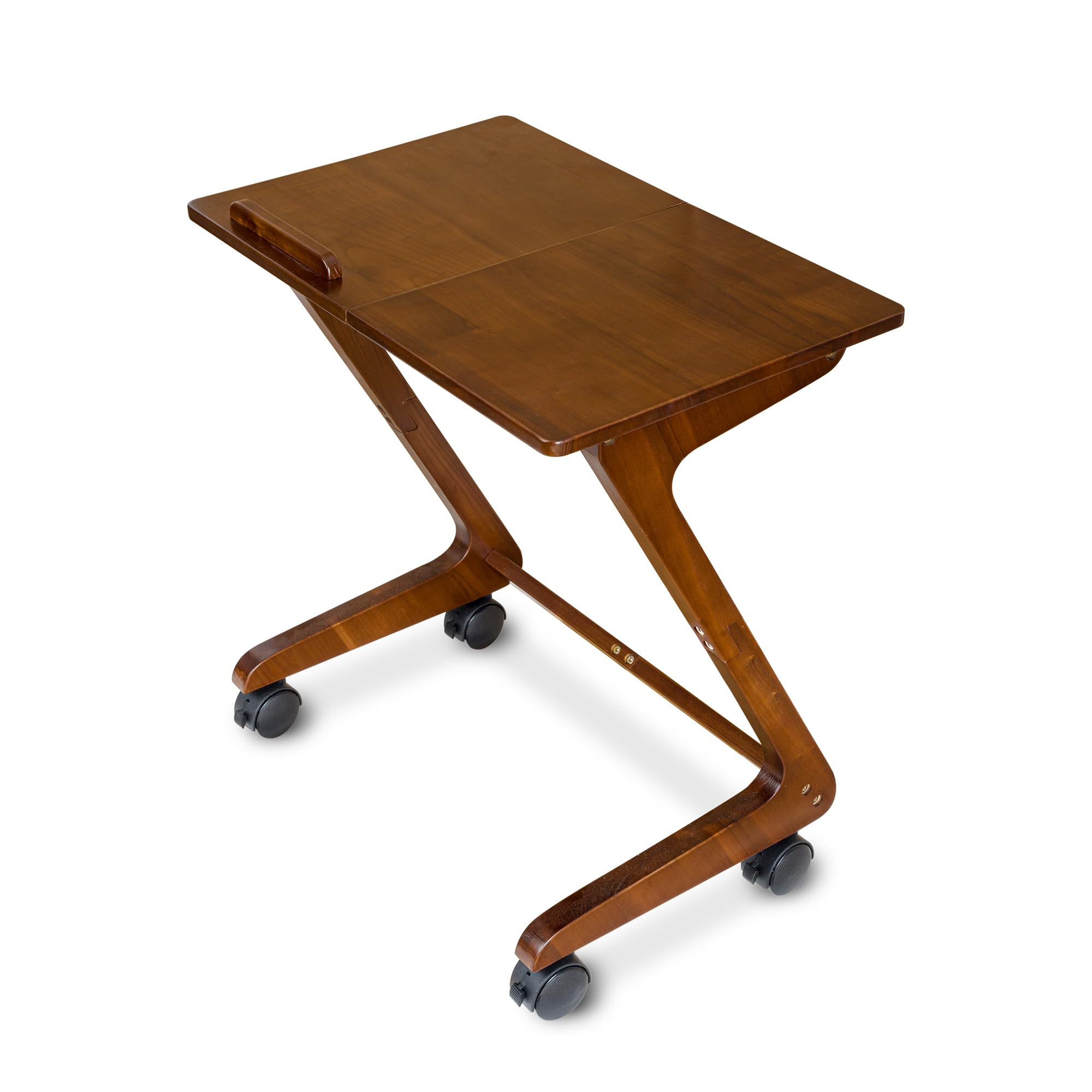 TV Tray Table, TV Dining Table with Casters for Small Spaces, Solid Wood End Table, Sofa Couch Side Table Removable Snack Tray for Coffee Bed Sofa Eating Writing Reading Living Room Bedroom