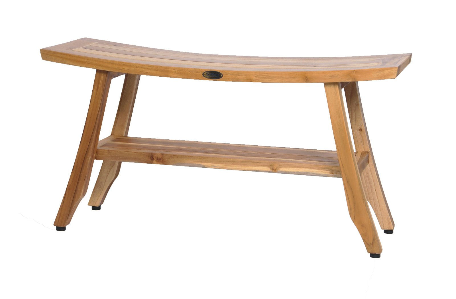 EcoDecors 34 Inch Satori Natural Teak Waterproof Teak Wood Shower Bench Stool Seat Chair For Inside Shower Provides Safety, Storage, and Organization For Bathroom Accessories