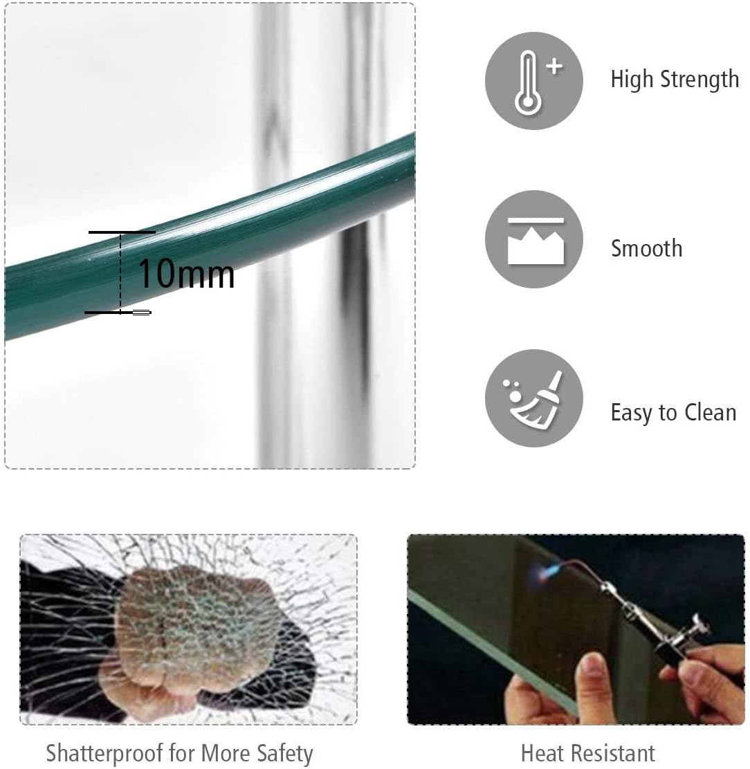 FANTASK Tempered Glass Coffee Table, Oval 3-Tier Steel Tea Table w/Spacious Glass Desk-Top, Open Storage Shelf, Modern End Side Table for Home Living Room Office Reception (Clear Glass)