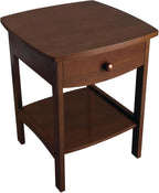 Winsome 22 x 18 x 18-Inch Wood Curved End Table/Night Stand with One Drawer, Brown (94918)