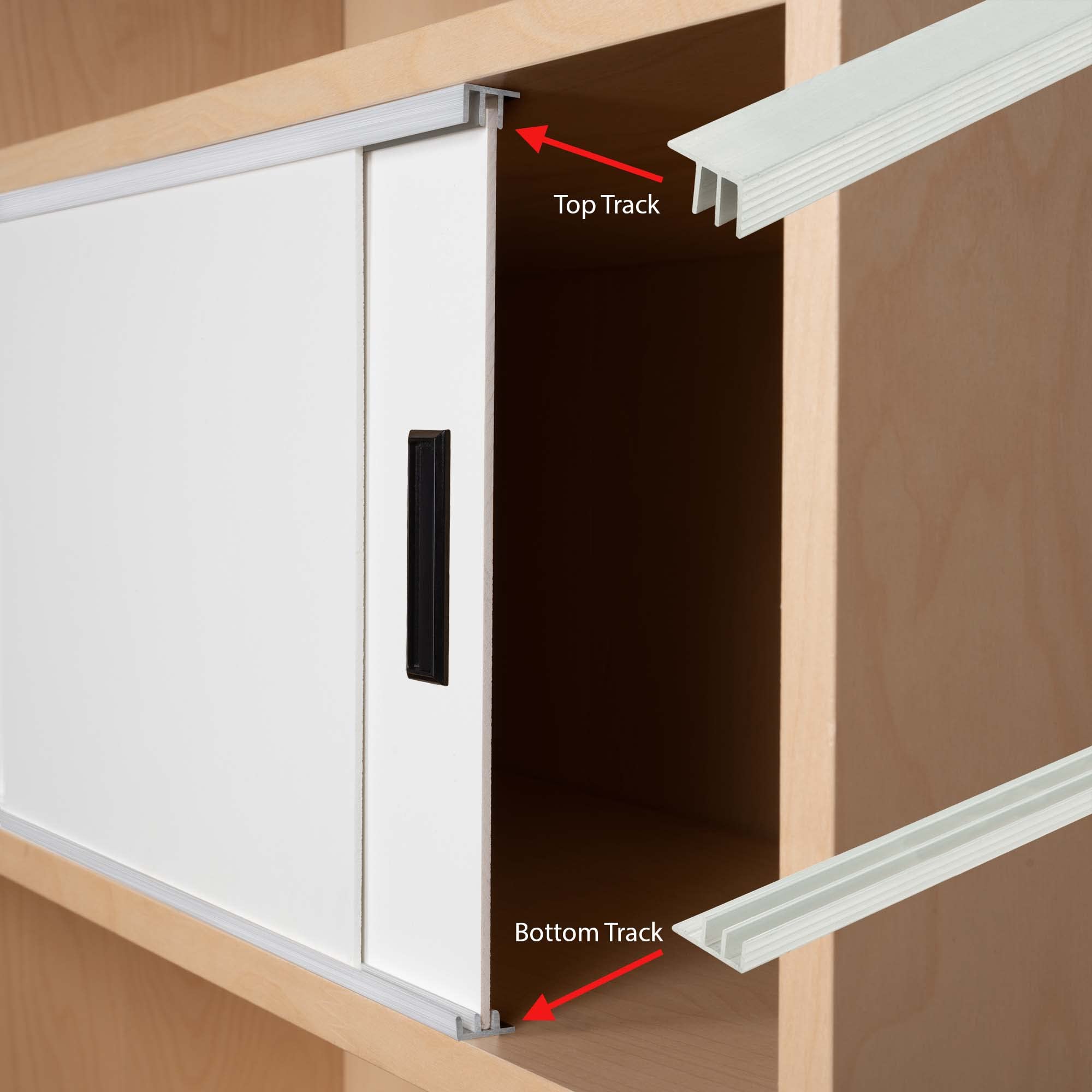 Outwater Industries' Aluminum Sliding Door Track with Mounting Leg for 1/8'' Glass or Wood Door Panels | 4 Foot Upper and Lower Track Set