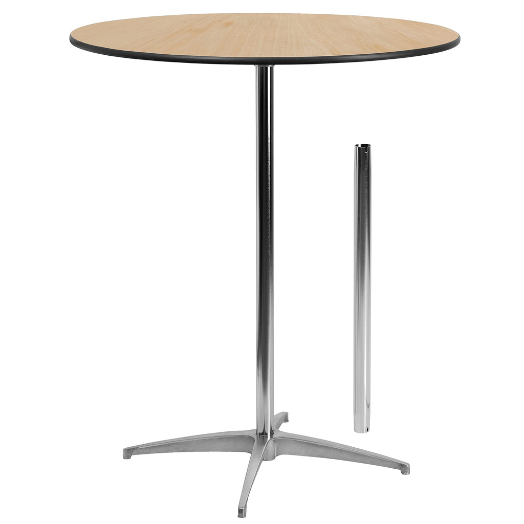 Flash Furniture Lars Black 30'' Round Wood Cocktail Table with 30'' and 42'' Columns