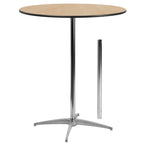 Flash Furniture Lars Black 30'' Round Wood Cocktail Table with 30'' and 42'' Columns