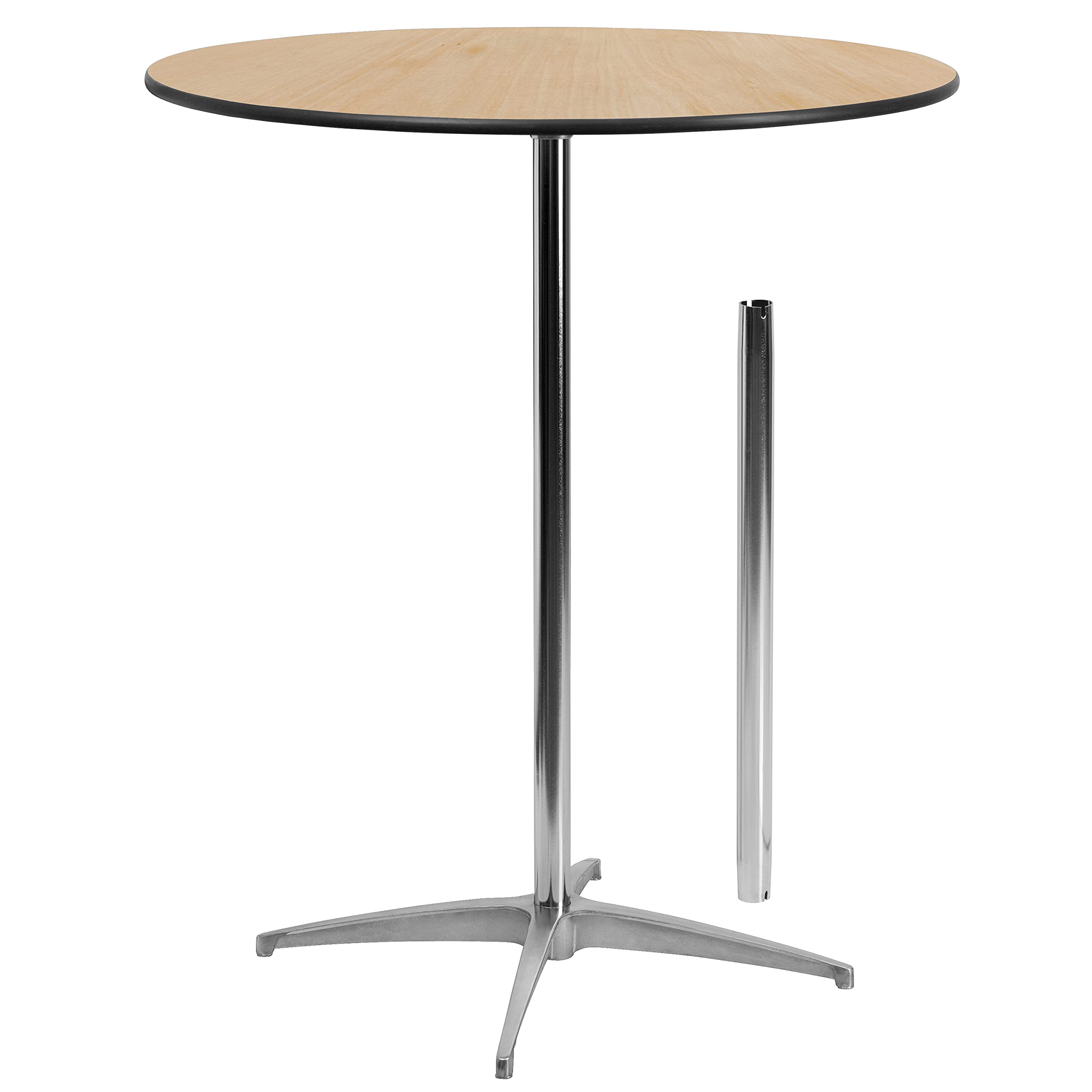 Flash Furniture Lars Black 30'' Round Wood Cocktail Table with 30'' and 42'' Columns