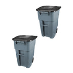Rubbermaid Commercial Products BRUTE Rollout Heavy-Duty Wheeled Recycling Can/Bin, 50-Gallon, Blue Recycling, for Restaurants/Hospitals/Offices/Warehouses/Garage